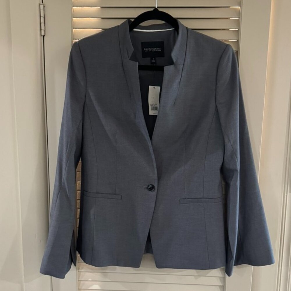 NWT Banana Republic Long & Lean Blazer Gray 4